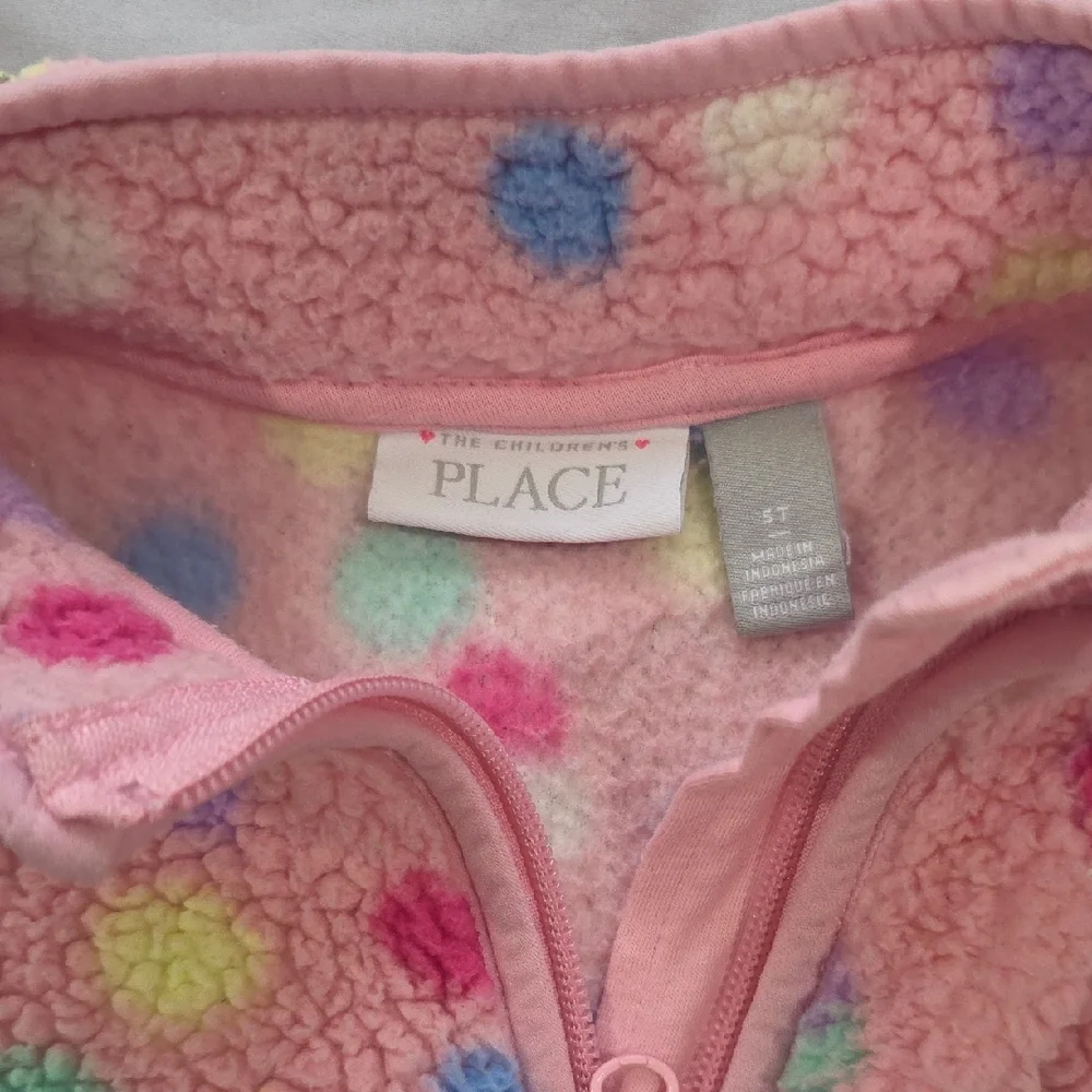 The Children's Place Pink Fleece with Colorful Dots 5T